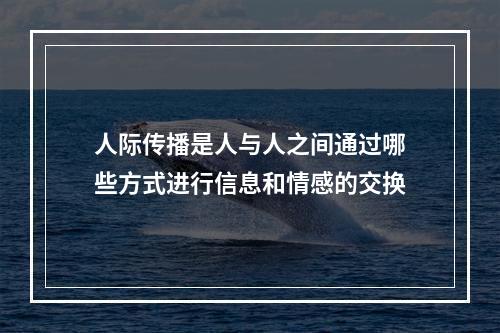 人际传播是人与人之间通过哪些方式进行信息和情感的交换