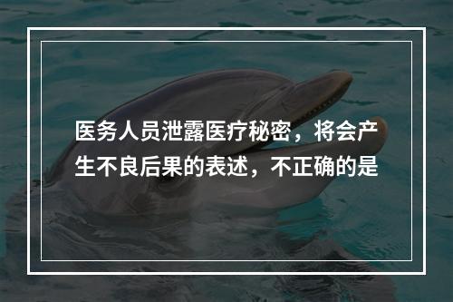 医务人员泄露医疗秘密，将会产生不良后果的表述，不正确的是