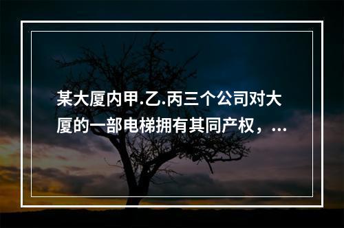 某大厦内甲.乙.丙三个公司对大厦的一部电梯拥有其同产权，其中