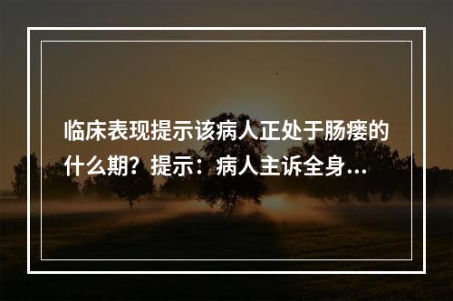 临床表现提示该病人正处于肠瘘的什么期？提示：病人主诉全身乏力