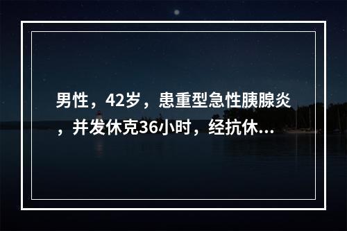 男性，42岁，患重型急性胰腺炎，并发休克36小时，经抗休克治