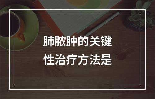 肺脓肿的关键性治疗方法是