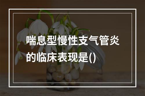 喘息型慢性支气管炎的临床表现是()