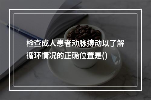 检查成人患者动脉搏动以了解循环情况的正确位置是()