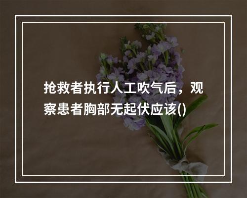 抢救者执行人工吹气后，观察患者胸部无起伏应该()