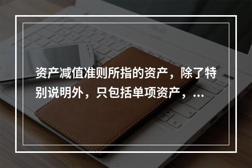 资产减值准则所指的资产，除了特别说明外，只包括单项资产，不包