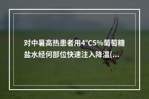 对中暑高热患者用4℃5%葡萄糖盐水经何部位快速注入降温()