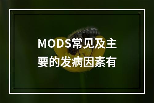 MODS常见及主要的发病因素有