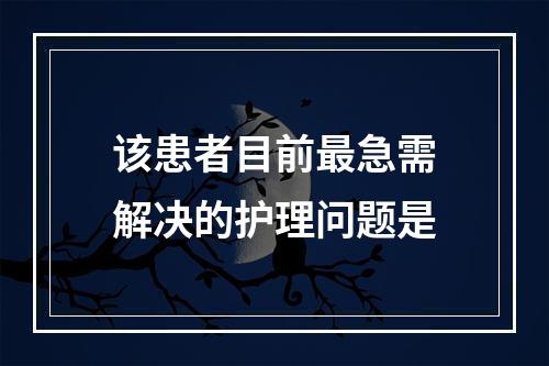 该患者目前最急需解决的护理问题是