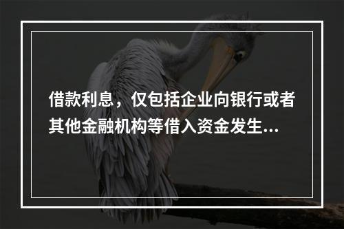 借款利息，仅包括企业向银行或者其他金融机构等借入资金发生的利