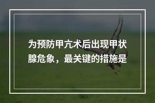 为预防甲亢术后出现甲状腺危象，最关键的措施是