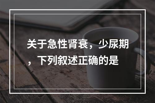 关于急性肾衰，少尿期，下列叙述正确的是