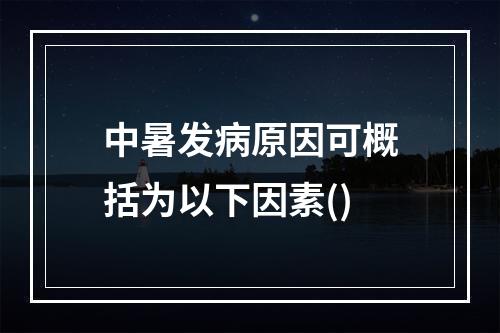 中暑发病原因可概括为以下因素()