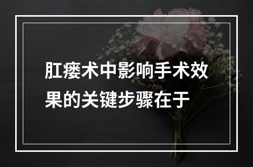 肛瘘术中影响手术效果的关键步骤在于