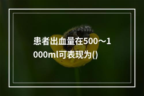 患者出血量在500～1000ml可表现为()