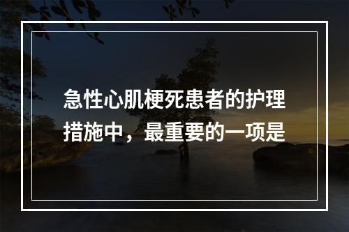 急性心肌梗死患者的护理措施中，最重要的一项是