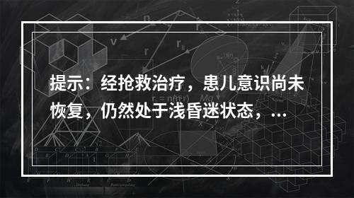 提示：经抢救治疗，患儿意识尚未恢复，仍然处于浅昏迷状态，监护