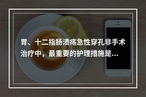 胃、十二指肠溃疡急性穿孔非手术治疗中，最重要的护理措施是()