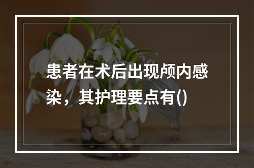 患者在术后出现颅内感染，其护理要点有()