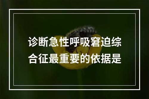 诊断急性呼吸窘迫综合征最重要的依据是