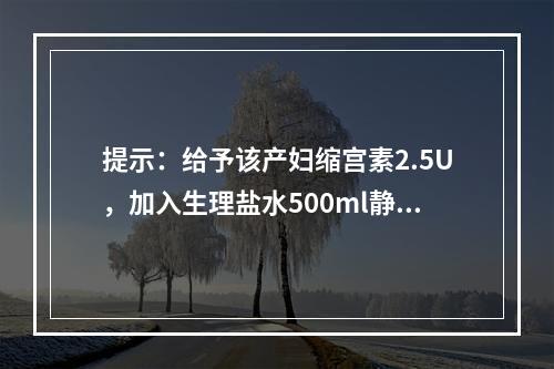 提示：给予该产妇缩宫素2.5U，加入生理盐水500ml静脉滴