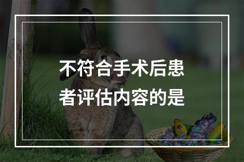 不符合手术后患者评估内容的是