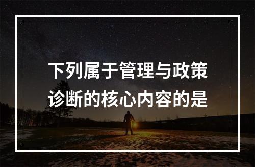 下列属于管理与政策诊断的核心内容的是