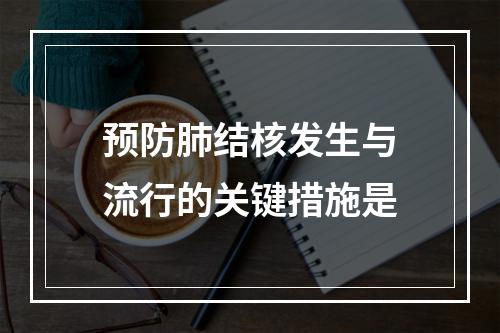 预防肺结核发生与流行的关键措施是