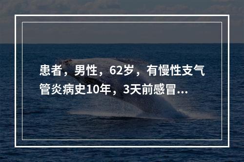 患者，男性，62岁，有慢性支气管炎病史10年，3天前感冒，今