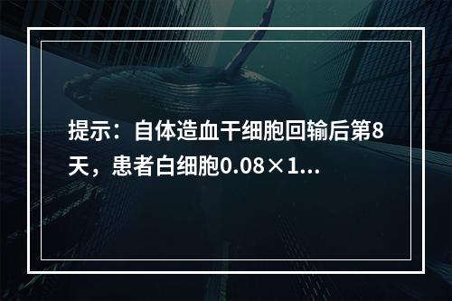 提示：自体造血干细胞回输后第8天，患者白细胞0.08×10/