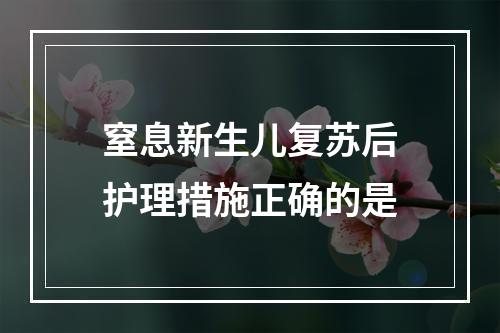 窒息新生儿复苏后护理措施正确的是