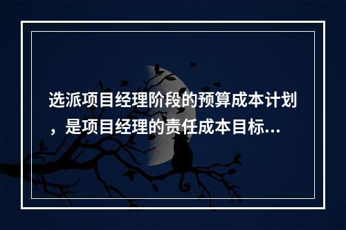 选派项目经理阶段的预算成本计划，是项目经理的责任成本目标，属