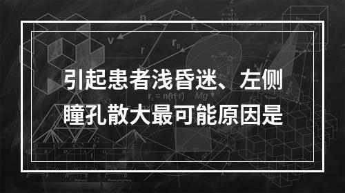 引起患者浅昏迷、左侧瞳孔散大最可能原因是