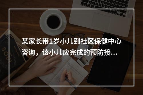 某家长带1岁小儿到社区保健中心咨询，该小儿应完成的预防接种有