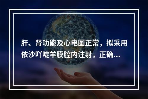 肝、肾功能及心电图正常，拟采用依沙吖啶羊膜腔内注射，正确的操