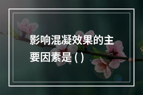 影响混凝效果的主要因素是 ( )