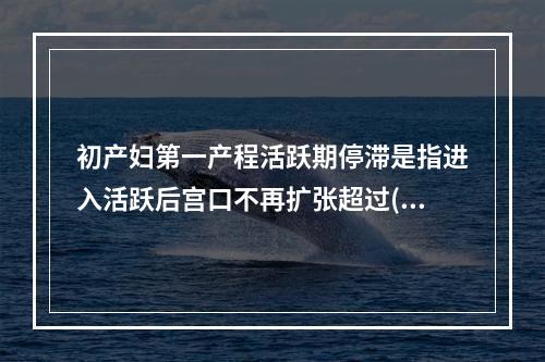 初产妇第一产程活跃期停滞是指进入活跃后宫口不再扩张超过(　　