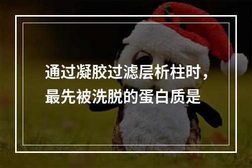 通过凝胶过滤层析柱时，最先被洗脱的蛋白质是