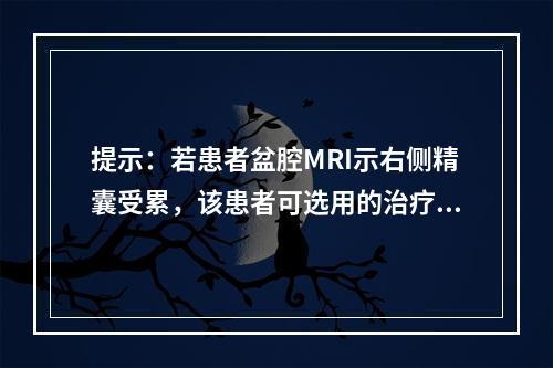 提示：若患者盆腔MRI示右侧精囊受累，该患者可选用的治疗方法