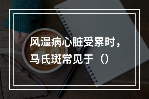 风湿病心脏受累时，马氏斑常见于（）