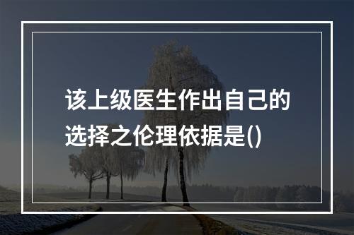 该上级医生作出自己的选择之伦理依据是()