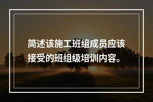 简述该施工班组成员应该接受的班组级培训内容。