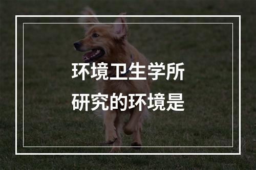 环境卫生学所研究的环境是