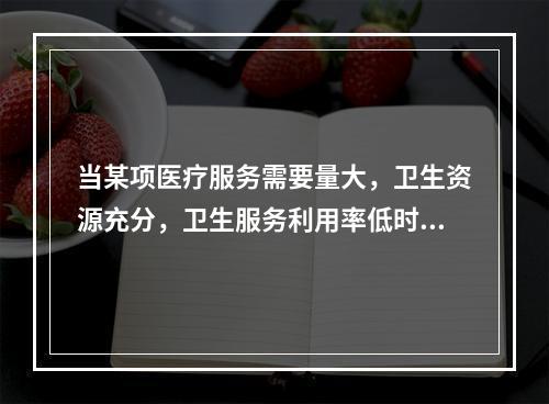 当某项医疗服务需要量大，卫生资源充分，卫生服务利用率低时，应