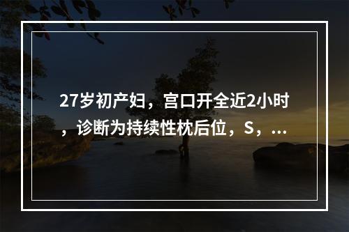 27岁初产妇，宫口开全近2小时，诊断为持续性枕后位，S，胎心