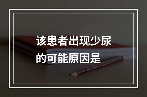 该患者出现少尿的可能原因是