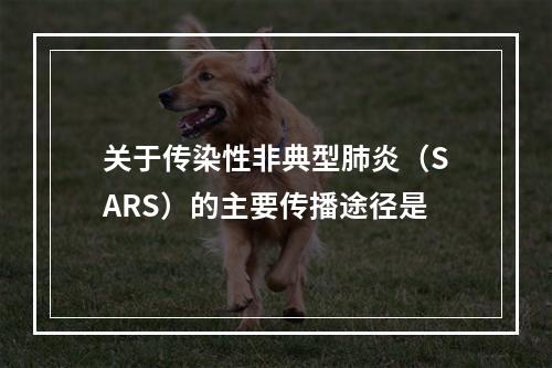 关于传染性非典型肺炎（SARS）的主要传播途径是