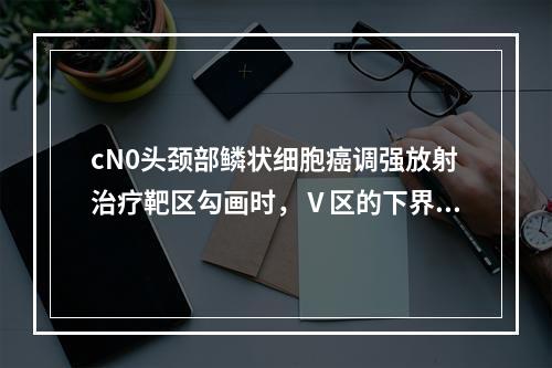 cN0头颈部鳞状细胞癌调强放射治疗靶区勾画时，Ⅴ区的下界是