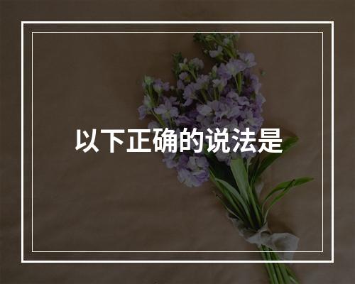 以下正确的说法是