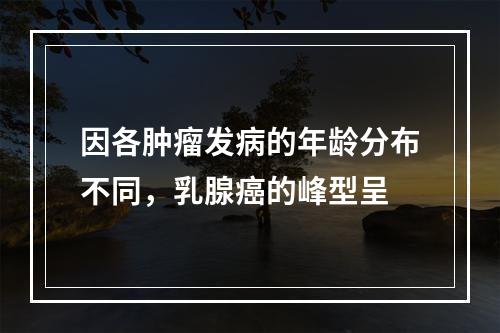 因各肿瘤发病的年龄分布不同，乳腺癌的峰型呈